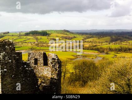 Ausblick vom Schloss in Wales. Stockfoto