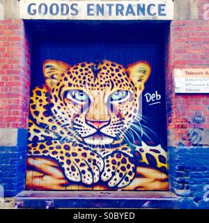 Leopard street art in Melbourne. Stockfoto