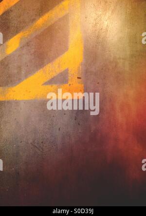 Nahaufnahme eines gelben Bodenmarkierungen Stockfoto