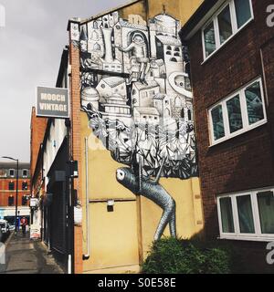 Streetart-Graffiti in Sheffield, Großbritannien Stockfoto