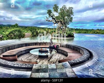 Versunkenen Lounge im Rimba Jimbaran Resort in Bali, Indonesien Stockfoto