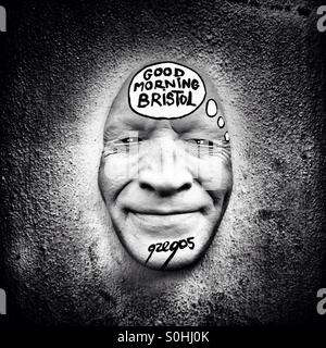 Streetart von Gregos in Bristol, Großbritannien Stockfoto