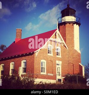 Eagle Harbor Leuchtturm, Keweenah Halbinsel, obere Halbinsel, Michigan, Sonnenaufgang am Leuchtturm von 1871 Stockfoto