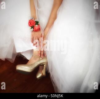 Braut Schuhe Hochzeit Tag Stockfoto