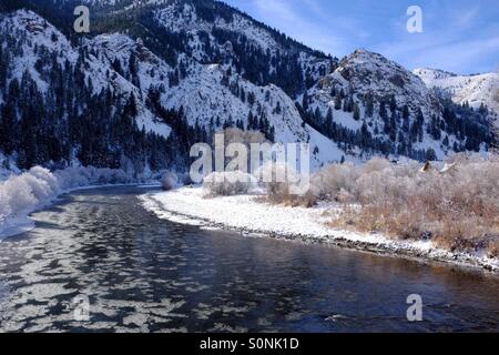 Eis in der Salmon River, Idaho Stockfoto