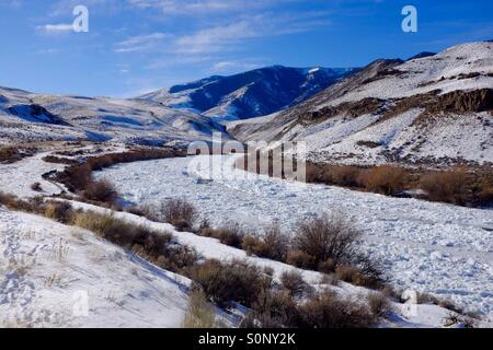 Gefrorene Salmon River in Idaho Stockfoto