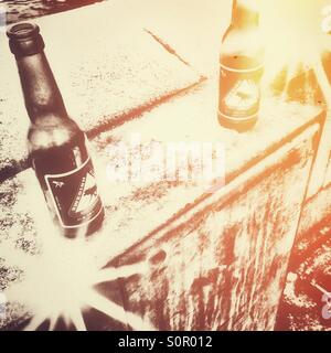 Retro-Frozen Bier Glühen Stockfoto