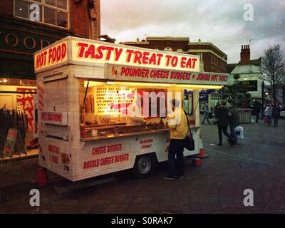 Fast-Food-Stand. Loughborough, Leicestershire, UK. Stockfoto