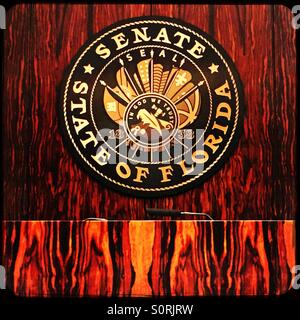 Siegel der Florida Zustand-Senat hängen in den Senat Kammer Stockfoto