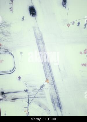 Blizzard Whiteout in New York City Jonas Schneesturm 2016 Stockfoto