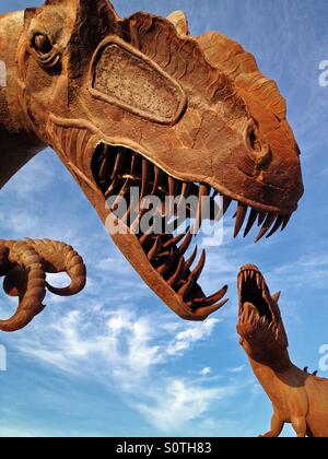 Prähistorische Dinosaurier Metall-Skulpturen, Galleta Wiesen, Borrego Springs, Kalifornien Stockfoto