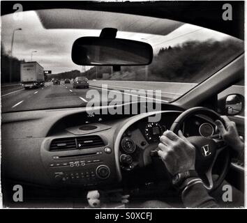 Fahren auf der M62, England, UK Stockfoto