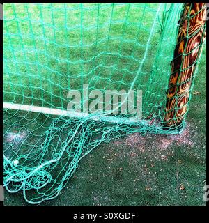 Fußball-Torpfosten und netting Stockfoto