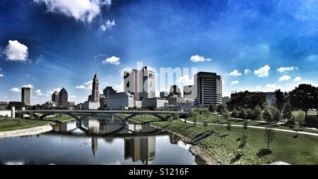 Skyline von Scioto Mile Park und Columbus Ohio Stockfoto