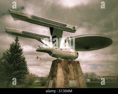 Ein Modell von Star Trek USS Enterprise steht in der Stadt von Vulcan, Alberta, Kanada. Stockfoto