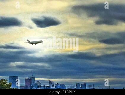 Ansatz der Calgary International Airport Stockfoto