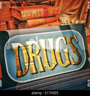 Ein Drogen-Zeichen in einem Schaufenster Stockfoto