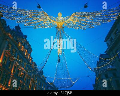 Weihnachts-Dekorationen auf Regent Street, London Stockfoto