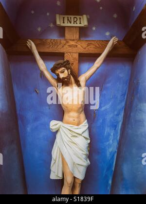 Skulptur von Jesus Christus gekreuzigt Stockfoto