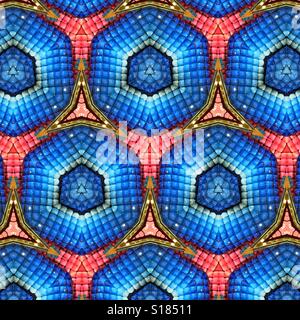 Eine abstrakte Kaleidoskop-Bild der rosa und blaue Quadrate Stockfoto