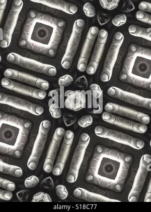 Eine abstrakte konzeptionelle schwarz / weiß Bild eines sich wiederholenden Musters erstellt von menschlichen Fingern Stockfoto
