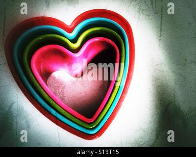 Liebe Herz. Kunststoff in Herzform Ausstechformen Stockfoto
