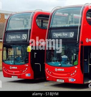 Zwei roten Londoner Busse Stockfoto