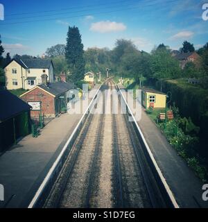 Medstead und vier Marken Bahnhof, Bahnhof Mitte Hants, Hampshire, England, Vereinigtes Königreich. Stockfoto