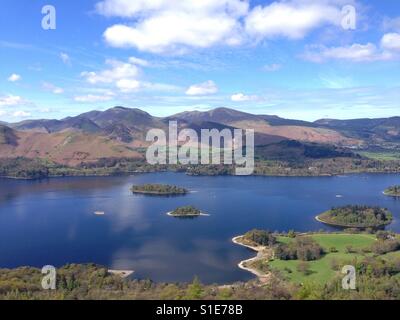 Die Aussicht vom Walla Crag über Derwentwater im Lake District Stockfoto