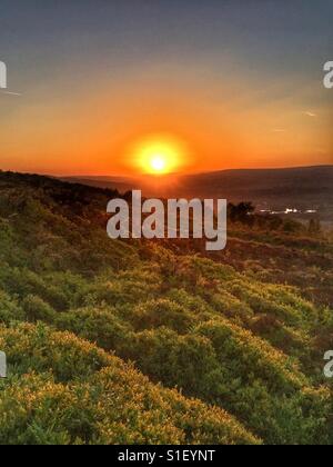 Sonnenuntergang über Otley Chevin West Yorkshire Stockfoto