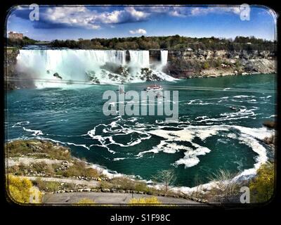 Zip-lining Abenteuer in Niagara Falls. Stockfoto