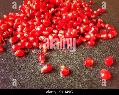 Granatapfel Arils (Samen), Punica granatum Stockfoto