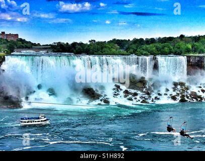 Zip-Futter in Niagara Falls. Stockfoto