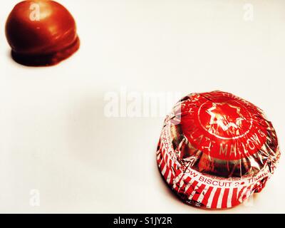 Tunnock der Eibisch und Tee Schokoladenkuchen Stockfoto