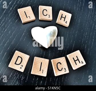 Ich liebe dich in deutscher Sprache. Stockfoto