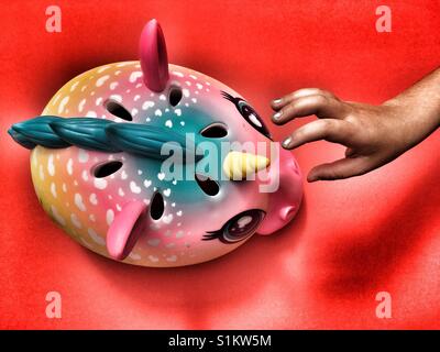 Raskullz Einhorn Fahrradhelm Stockfoto