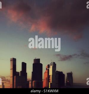 Moscow City-Business-Center bei Sonnenuntergang Stockfoto
