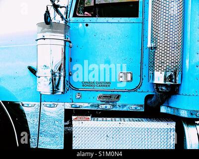 Fahrerkabine von blue American Classic XL Freightliner Lkw Stockfoto