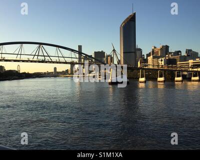 Brisbane City, Goodwill Bridge, Brisbane River, Stockfoto
