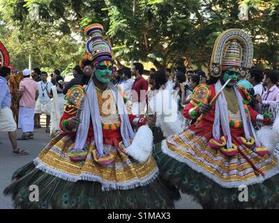 Die Leistung des Kathakali, klassischen indischen Tanz Drama, in Trivandrum, Indien Stockfoto