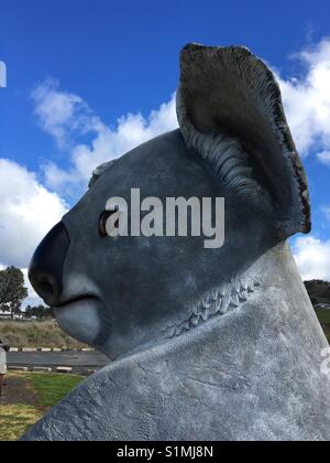 Profil von Riesen Koala Skulptur an Gundagai NSW Australien Stockfoto