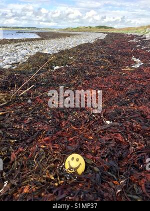 Smiley umweltschädliche einmal unberührte Küste Stockfoto