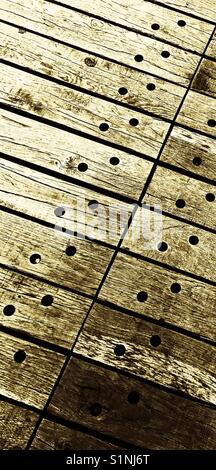 Holzdielen mit einer alten beenden Stockfoto