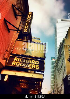 Richard Rodgers theatre Marquee, Hamilton, Times Square, New York City, USA Stockfoto