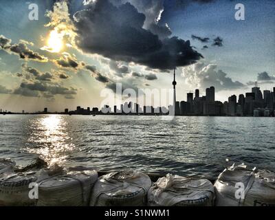 Blick auf die Skyline von Toronto Stationen Insel. Stockfoto