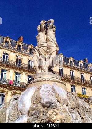 Les Trois Graces Brunnen, Place De La Comedie, Montpellier Frankreich Stockfoto