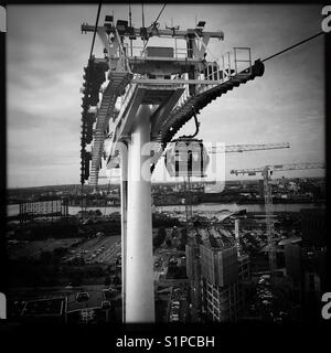 Seilbahn vom o2 über die Themse Stockfoto