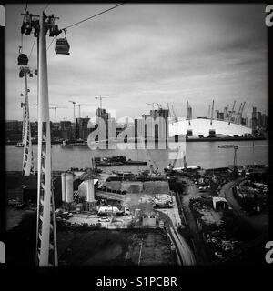 O2 und Seilbahn, Ansicht von innen Kapsel Stockfoto