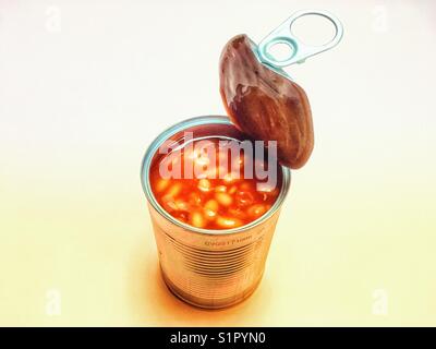 Dose gebackene Bohnen Stockfoto