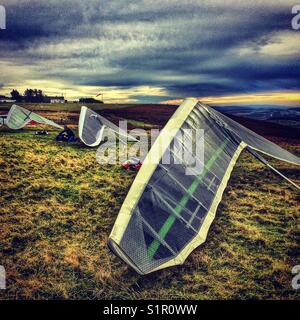 Drachenflieger auf dem langen Mynd Shropshire uk Stockfoto